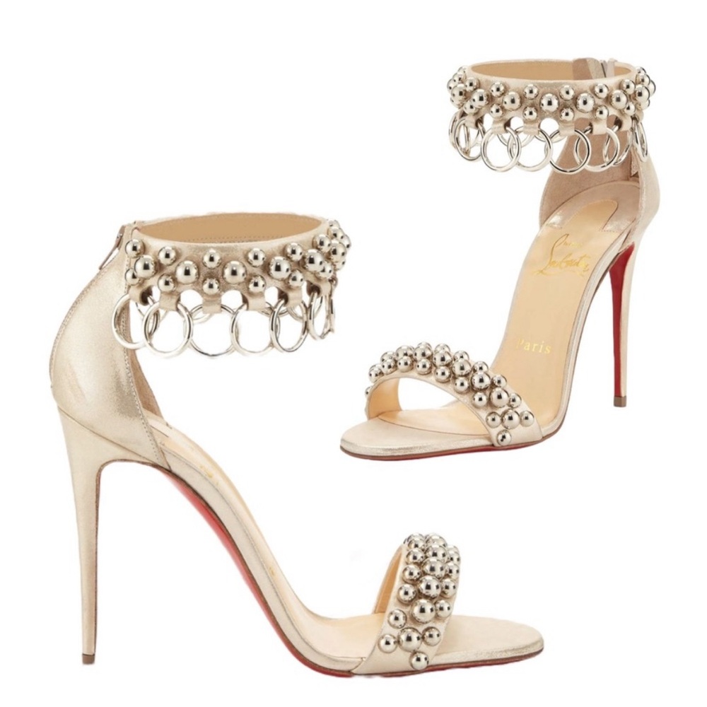 Christian Louboutin
Gypsandal Ring-Trim 100mm Red Sole Sandal, Latte
